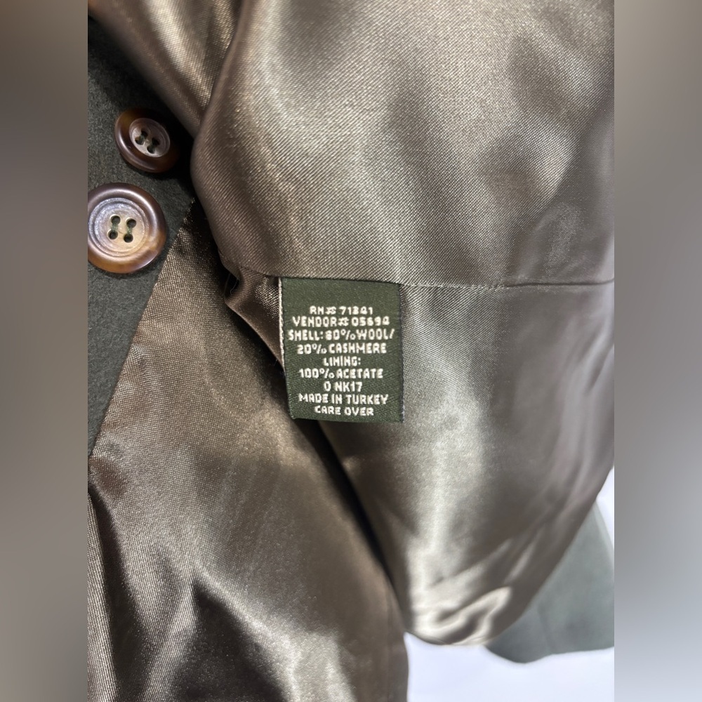LL Bean Wool Cashmere Blend Green Blazer Jacket Green14 Petite Business - Picture 5 of 12